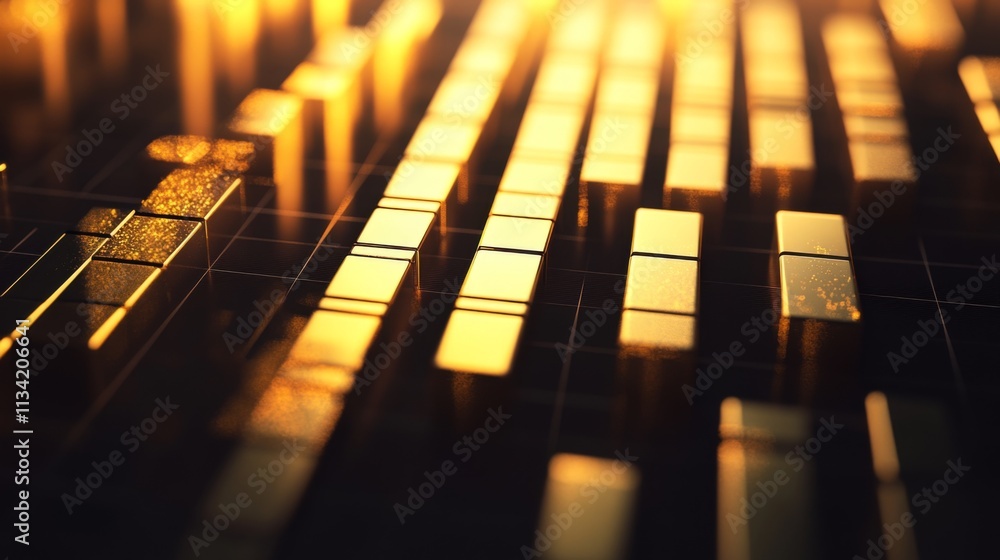 Golden Abstract Graphic with Vertical Bars in Warm Lighting Golden Abstract Graphic with Vertical Bars in Warm Lighting