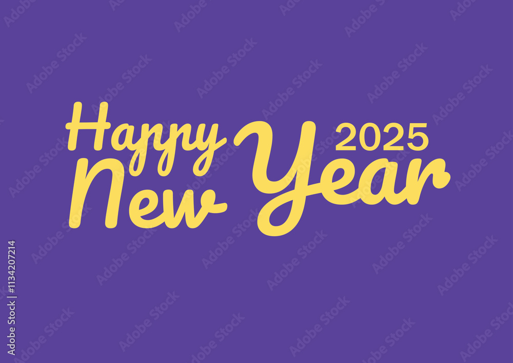 Happy new year 2025 text design with bright yellow typography on a vibrant purple background. perfect for festive graphic projects Happy new year 2025 text design with bright yellow typography on a vibrant purple background. perfect for festive graphic projects