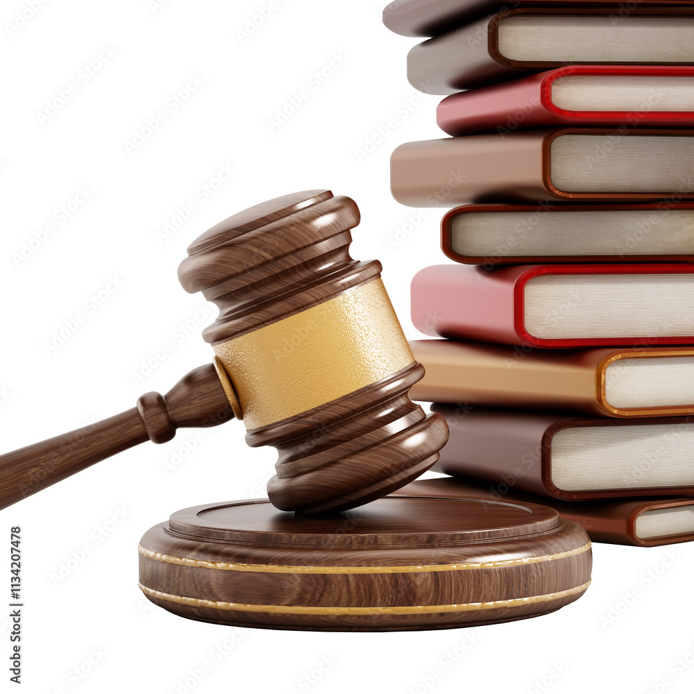 Gavel and books on transparent background Gavel and books on transparent background