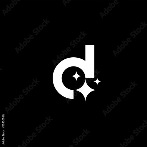 Letter D star or D shining or D cleaning logo concept vector icon