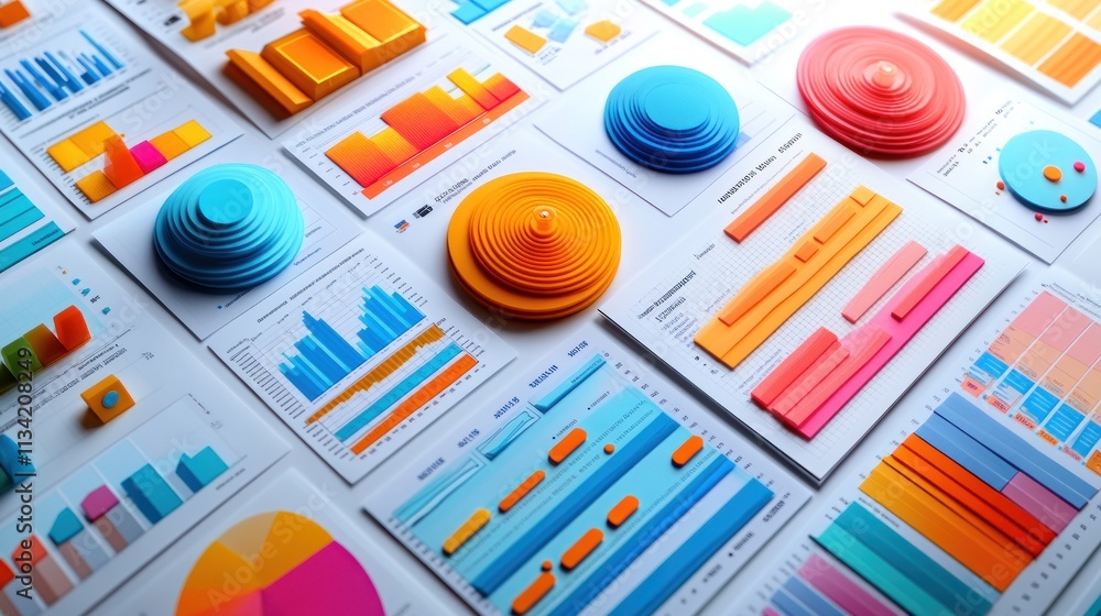 Vibrant Data Visualization: Colorful 3D Charts and Graphs Vibrant Data Visualization: Colorful 3D Charts and Graphs