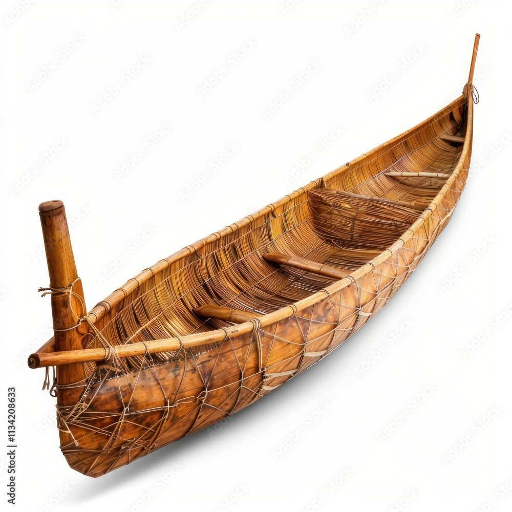 Studio shot of an antique native american canoe, showcasing traditional craftsmanship and cultural heritage Studio shot of an antique native american canoe, showcasing traditional craftsmanship and cultural heritage