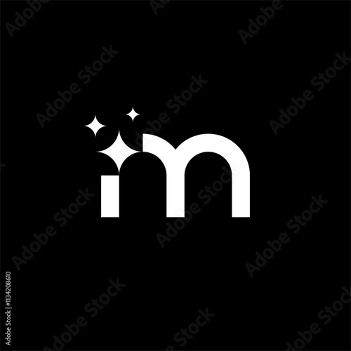 Letter M star or M shining or M cleaning logo concept vector icon