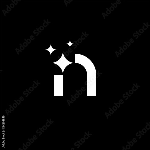 Letter N star or N shining or N cleaning logo concept vector icon