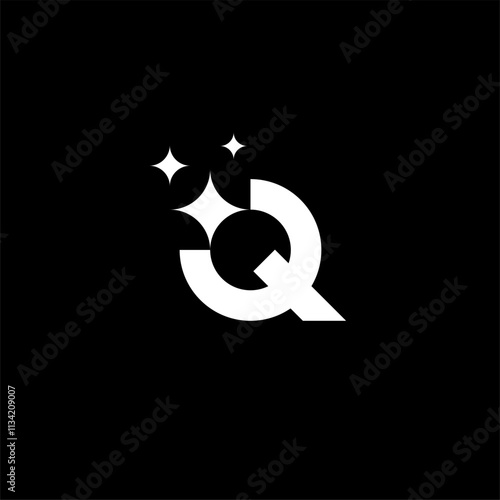 Letter Q star or Q shining or Q cleaning logo concept vector icon