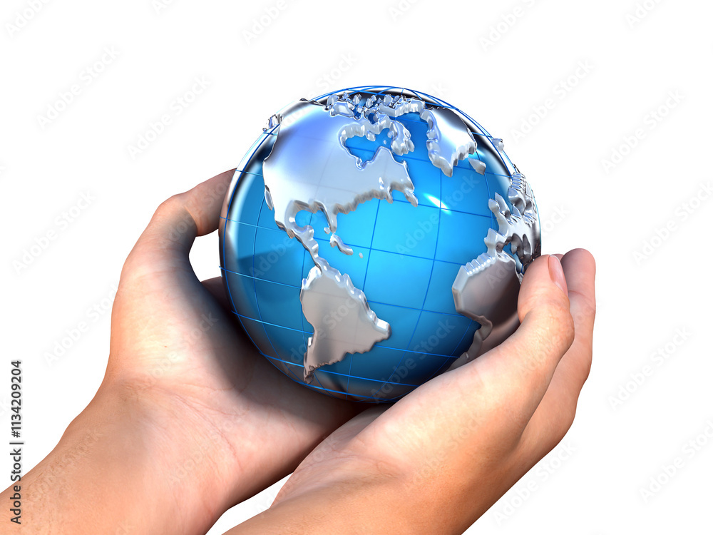 Earth in hands on transparent background Earth in hands on transparent background