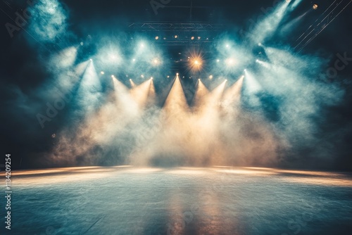 Wallpaper Mural Dramatic Stage Lighting with Colorful Spotlights and Hazy Atmosphere Creating an Enigmatic Scene for Performances and Events in Theatrical Settings Torontodigital.ca