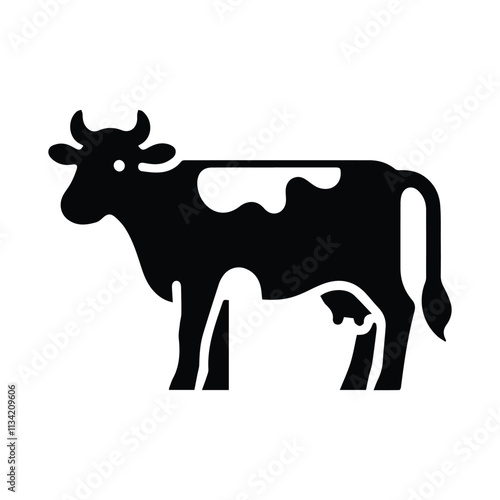 cow icon, simple, flat silhouette on transparent background