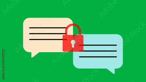 Lock message icon animation. Security and privacy your chat. Full HD video green screen. 