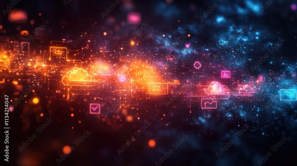 Abstract Digital Network Cloud Computing Concept Abstract Digital Network Cloud Computing Concept