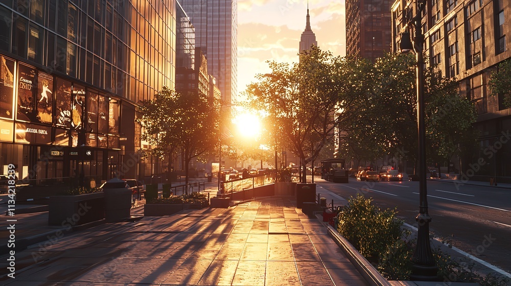 New York City Sunset Panorama in 16K Resolution: Ultra Photorealistic View New York City Sunset Panorama in 16K Resolution: Ultra Photorealistic View