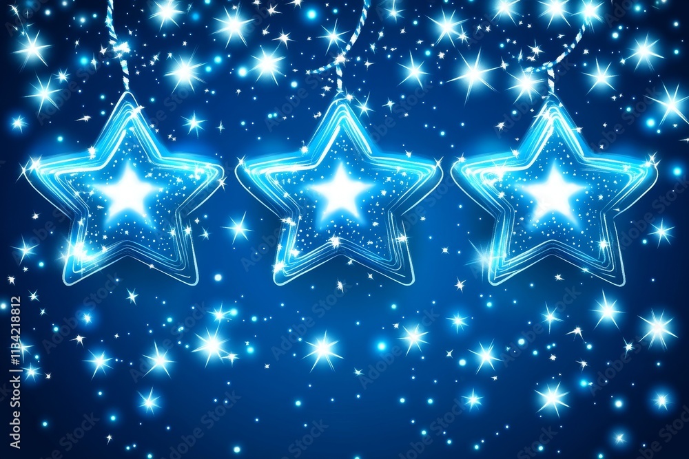 Festive Blue Background with Glowing Blue Stars and Shimmering Light Effects for a Magical Celebration or Holiday Theme Festive Blue Background with Glowing Blue Stars and Shimmering Light Effects for a Magical Celebration or Holiday Theme