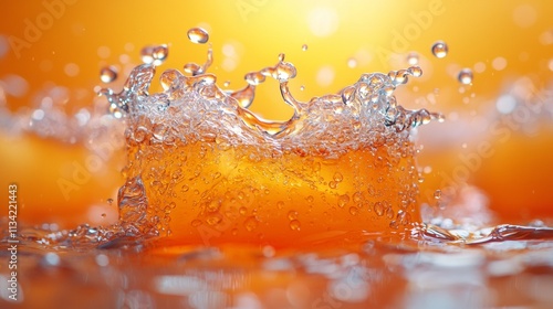 Splash of orange liquid with vibrant energy