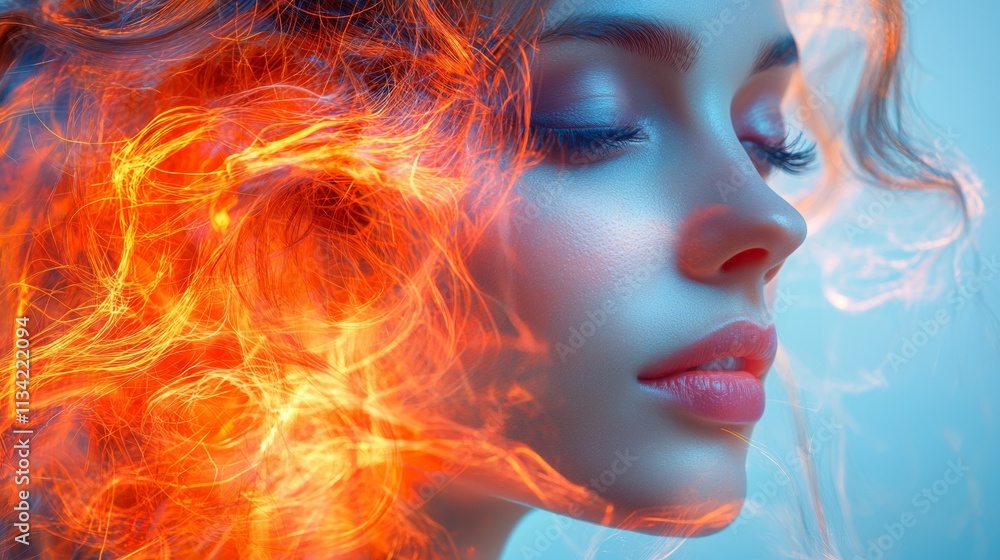 Surreal portrait of a woman with fiery hair Surreal portrait of a woman with fiery hair