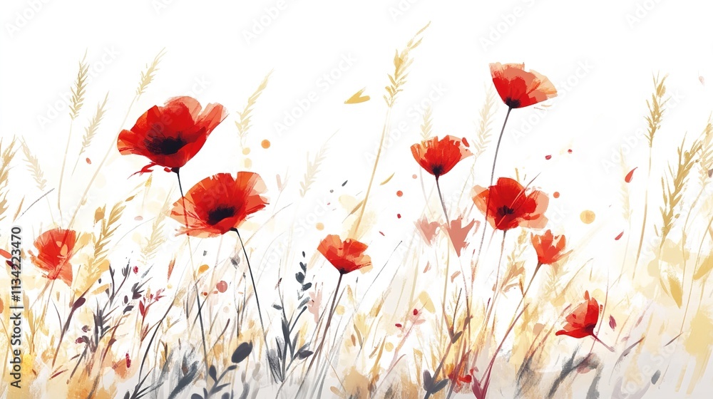 Naklejka premium poppies on white
