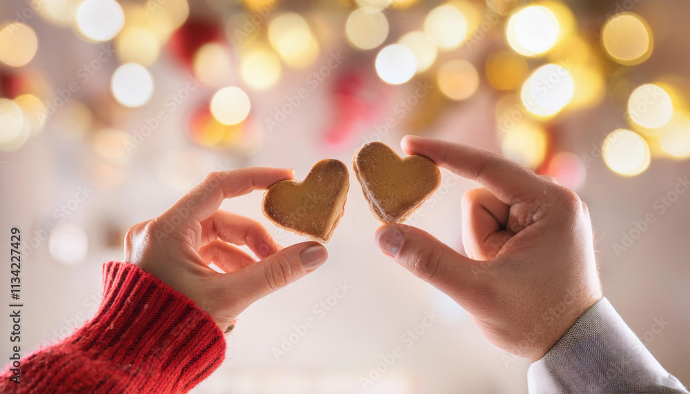Heart shaped cookies held in hands as a sweet gift for valentine's day festival of love. Heart shaped cookies held in hands as a sweet gift for valentine's day festival of love.