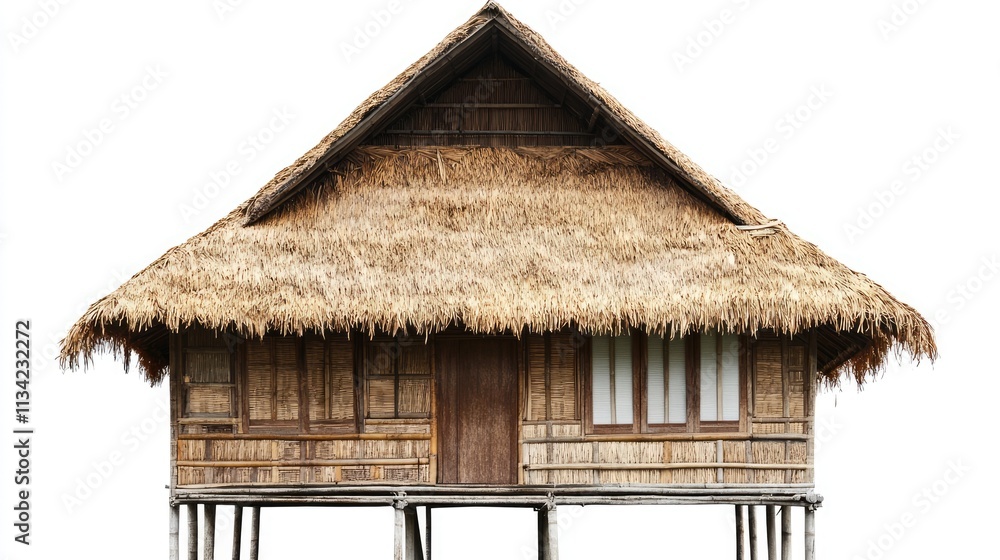 Traditional Filipino Nipa Hut Isolated on Transparent or White Background