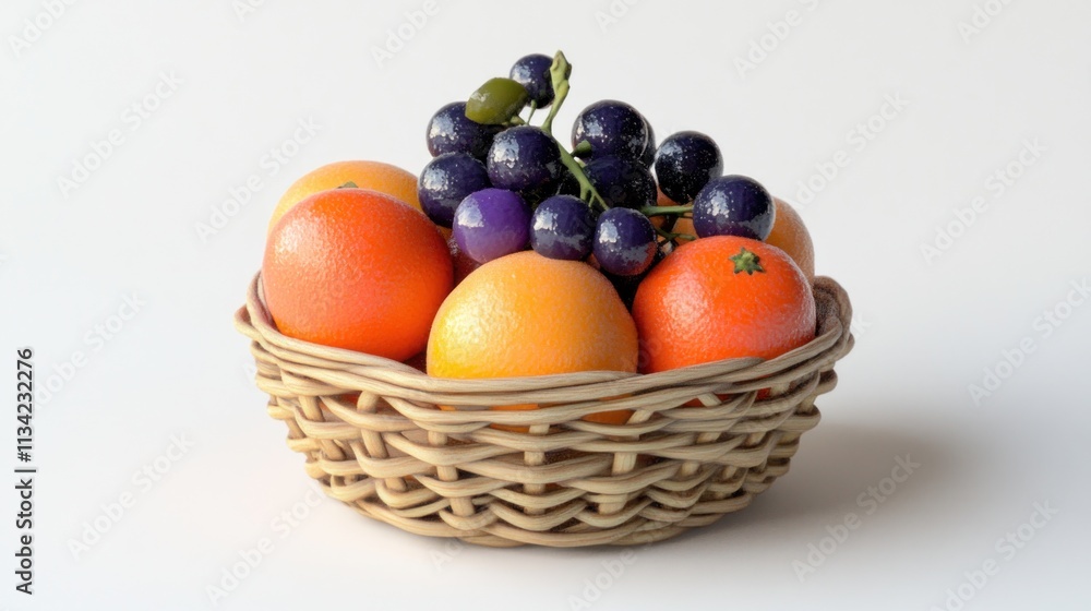 Fresh fruit basket with oranges and grapes. Fresh fruit basket with oranges and grapes.