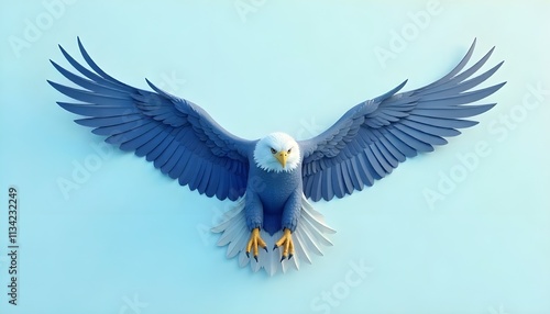 3d vector illustration of a majestic eagle with detailed features on a plain and minimalist background photo