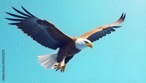 3d vector illustration of a majestic eagle with detailed features on a plain and minimalist background photo