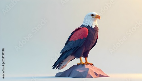 3d vector illustration of a majestic eagle with detailed features on a plain and minimalist background photo