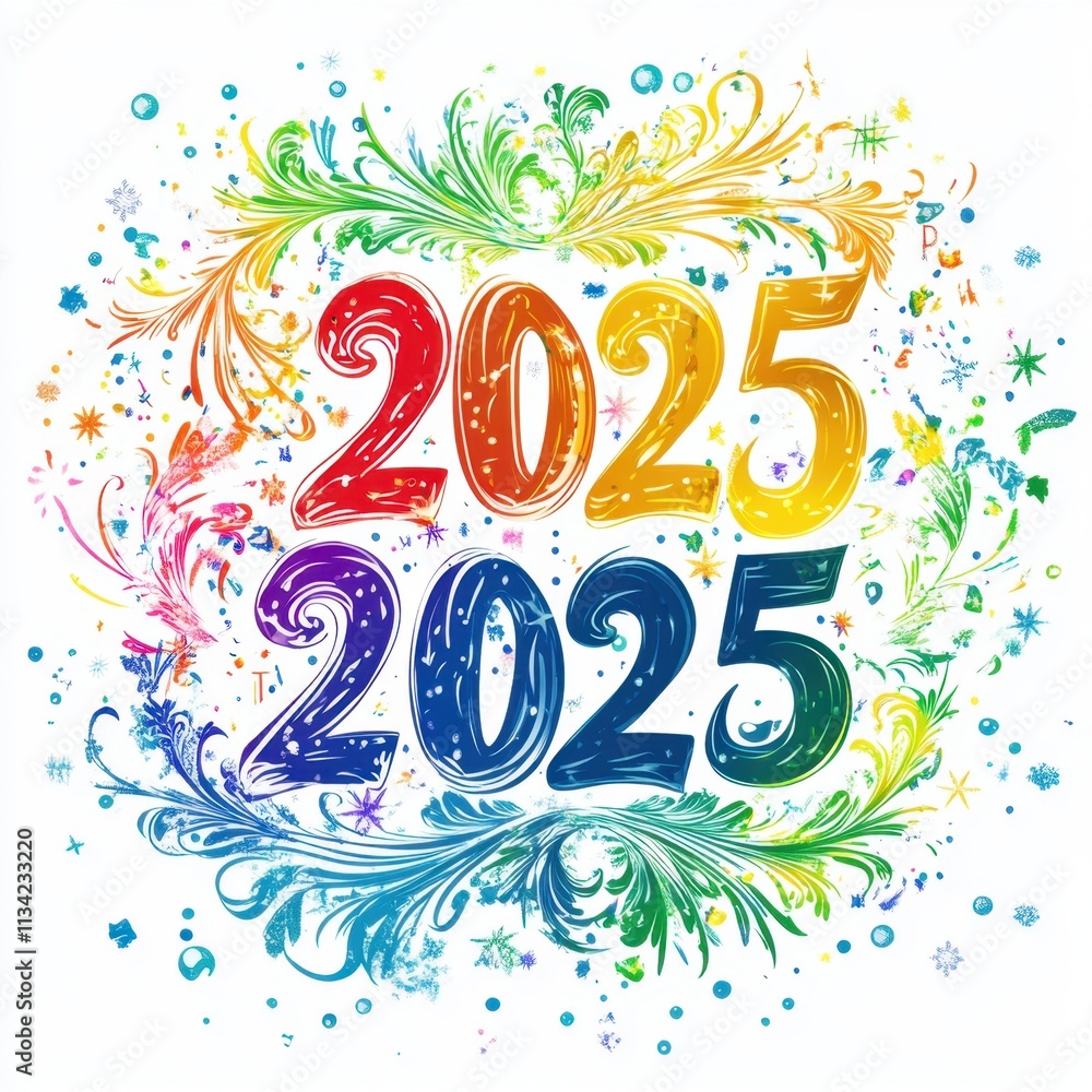 A colorful design with the numbers 20 and 25 in the middle A colorful design with the numbers 20 and 25 in the middle