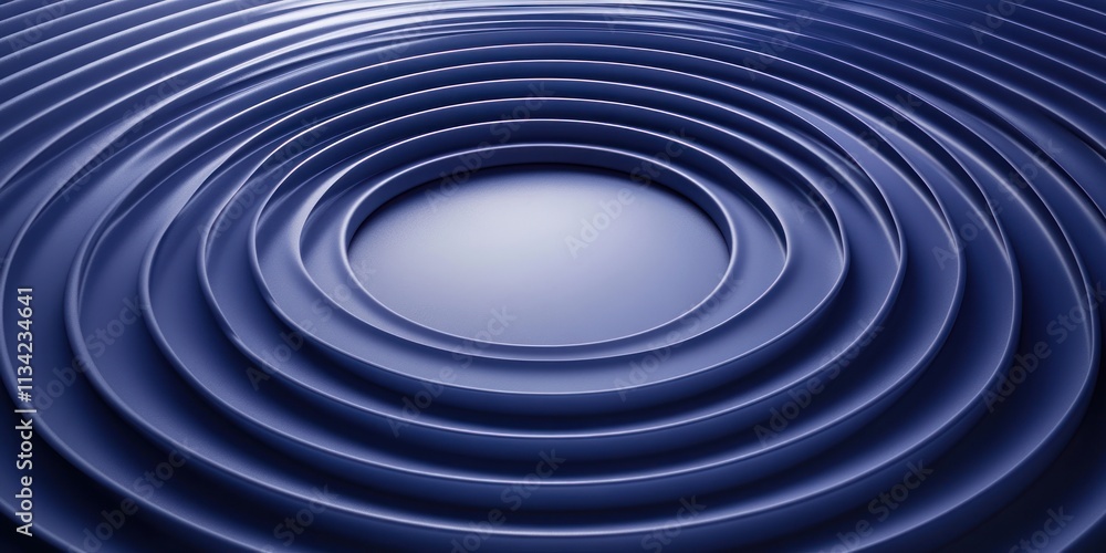 Fototapeta premium Abstract concentric circles ripple effect in dark blue.