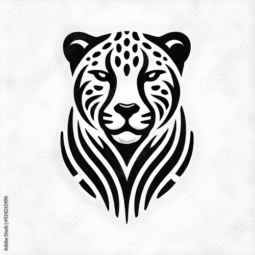 Cheetah head black and white vector logo. photo