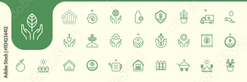 life of gardening lines icon design vector