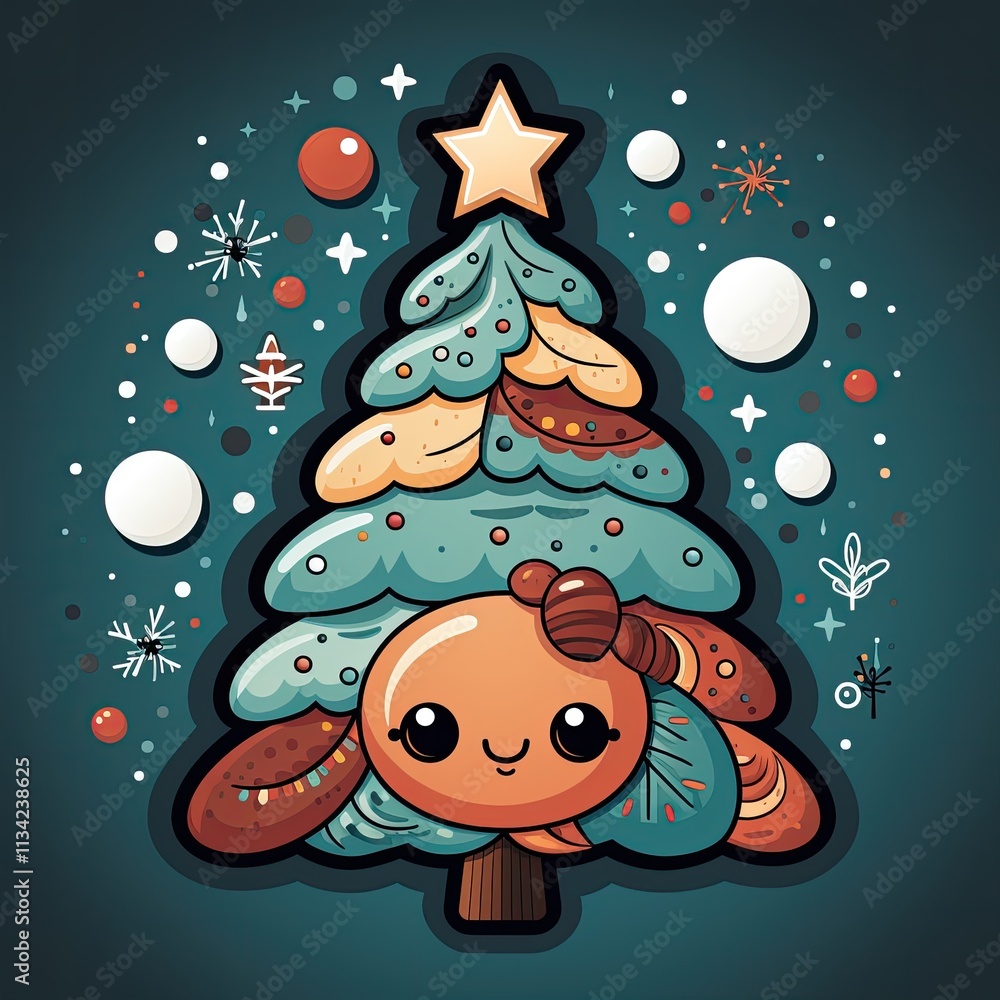 Fototapeta premium A Cute Festive Christmas Sticker Full of Holiday Cheer