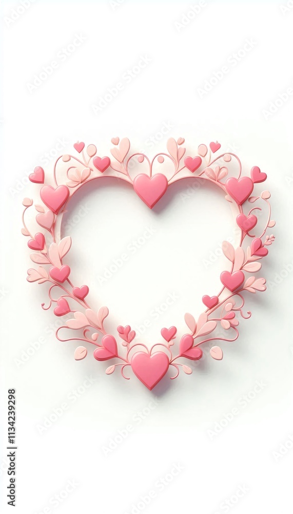 Charming Pink Heart Frame with Contour Hearts for Romantic Designs, Greeting Cards, and Posters Perfect for Spring and Valentine's Day Celebrations on a White Background Charming Pink Heart Frame with Contour Hearts for Romantic Designs, Greeting Cards, and Posters Perfect for Spring and Valentine's Day Celebrations on a White Background