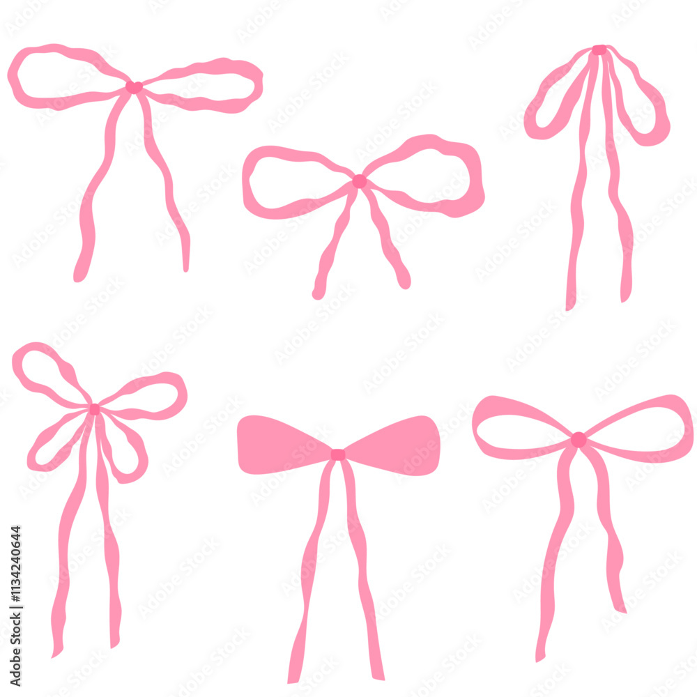 collection of pink ribbon bow designs with various styles and shapes collection of pink ribbon bow designs with various styles and shapes