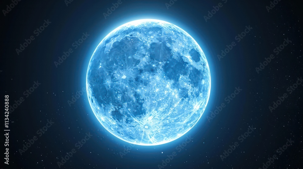 A bright luminous moon glows against a dark starry background showcasing its craters and surface details in a captivating ethereal light. A bright luminous moon glows against a dark starry background showcasing its craters and surface details in a captivating ethereal light.