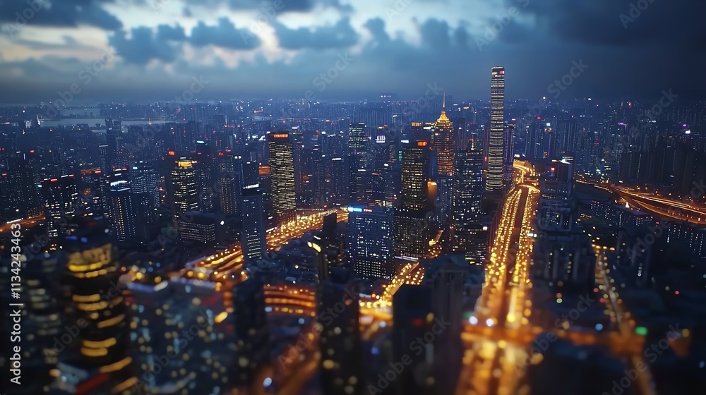Fototapeta premium Shanghai Cityscape at Night, China in 16K Resolution