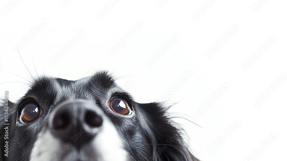 A playful black and white border collie puppy frolics on the grass A playful black and white border collie puppy frolics on the grass