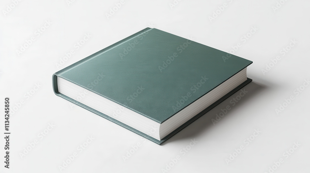 A sleek hardcover book with a glossy metallic green finish, minimalist and modern design, placed on a perfectly clean white background. The book edges are sharp and crisp A sleek hardcover book with a glossy metallic green finish, minimalist and modern design, placed on a perfectly clean white background. The book edges are sharp and crisp