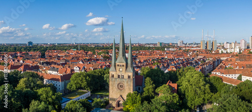 Aerial view of Linden district in Hannover, Germany