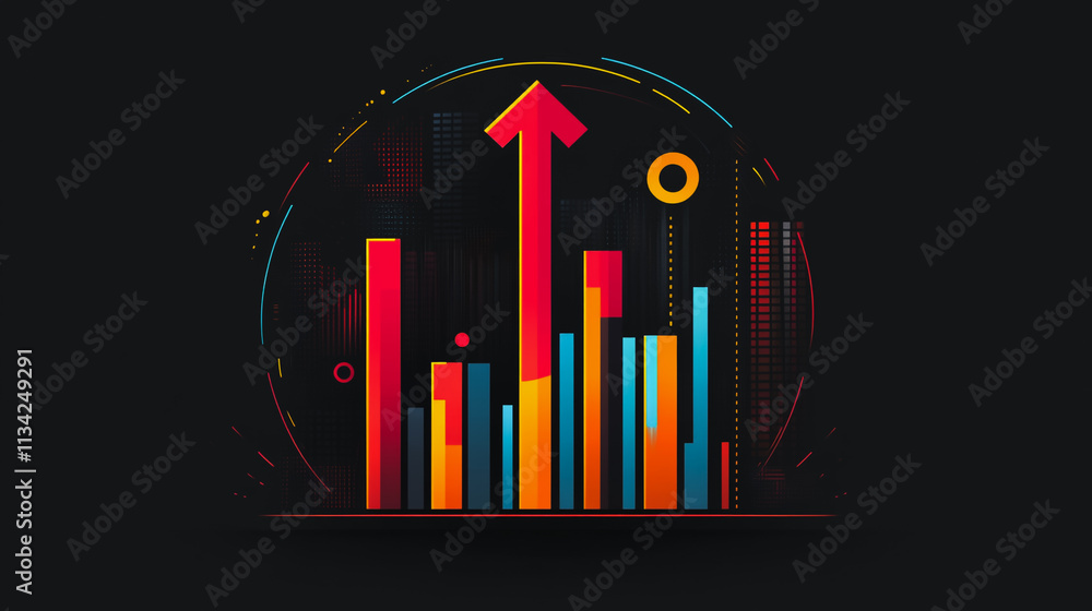 Abstract black background with Colorful charts and graphs with statistics to innovative analyze business potential and forecast future development of companies growth. Abstract black background with Colorful charts and graphs with statistics to innovative analyze business potential and forecast future development of companies growth.
