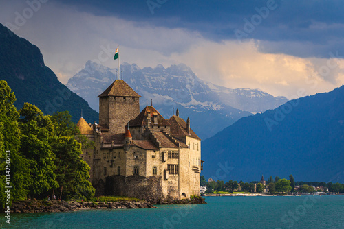 View to the medieval Chillon Castle