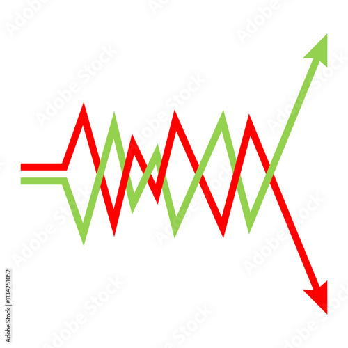 Market volatility icon, lines trend graph, chart data analysis