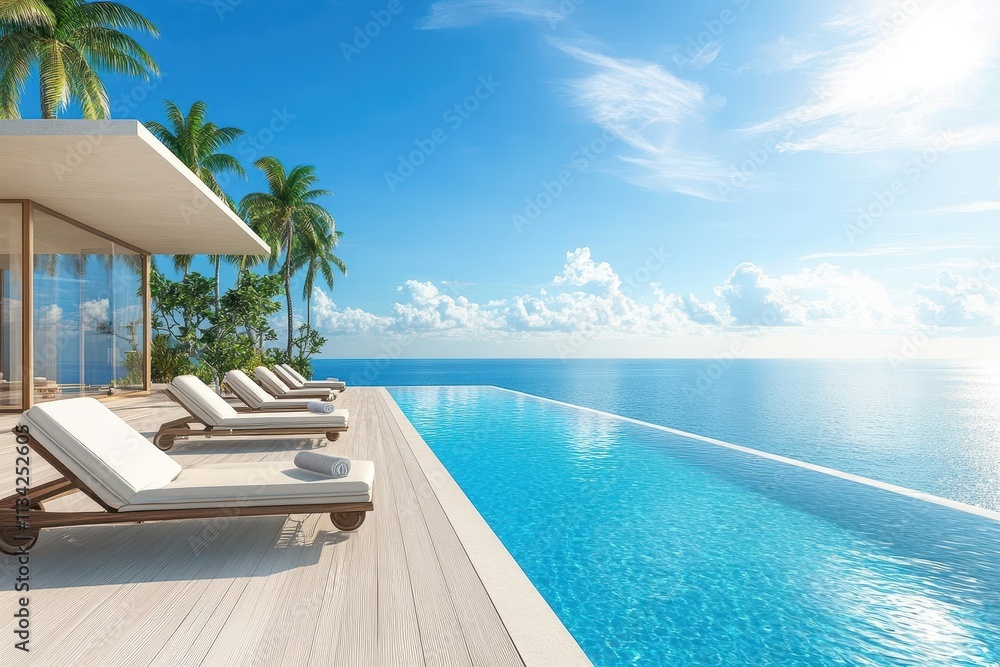 Fototapeta premium Tropical Poolside Relaxation with Natural Light