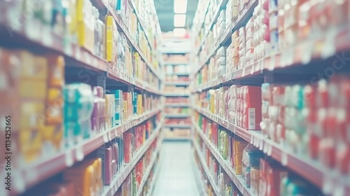 Wallpaper Mural Colorful Aisle of Products in Grocery Store with Blurred Background Torontodigital.ca
