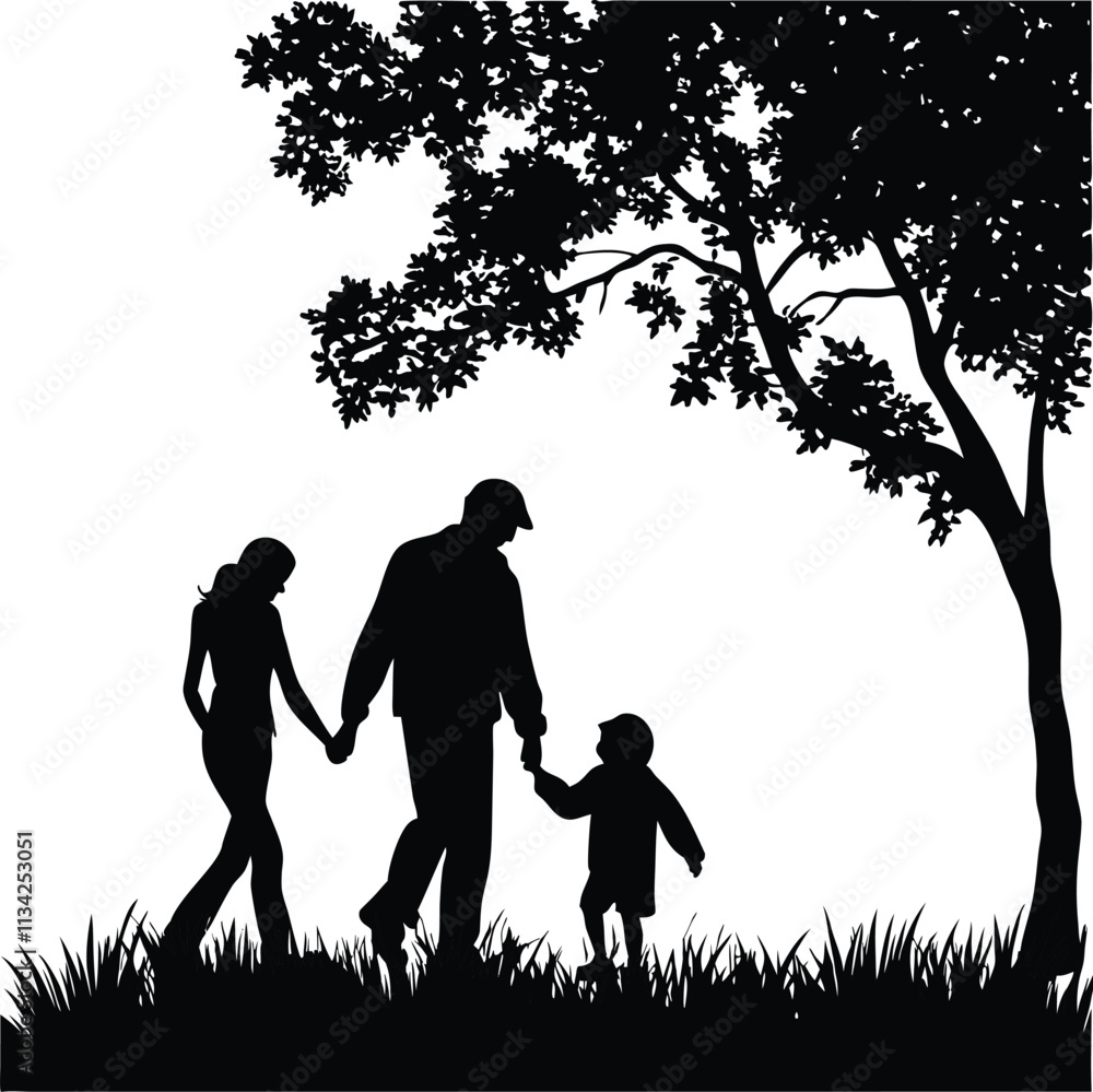 Silhouette of a Woman and Couple in Sunset or Sunrise Silhouette of a Woman and Couple in Sunset or Sunrise