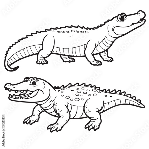 Alligator line art vector on white background