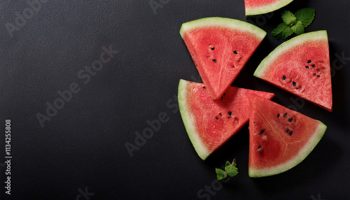 slice of watermelon on a black background