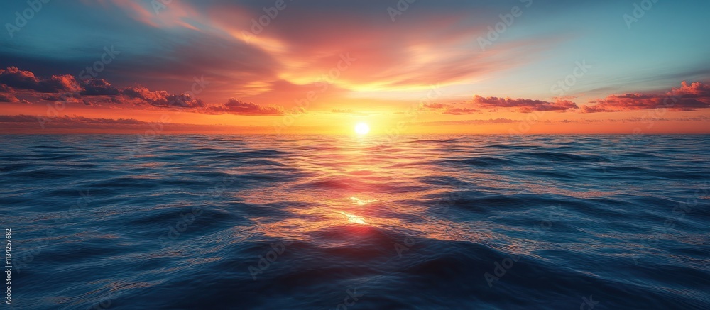 Fototapeta premium Dramatic sunset over a calm ocean.