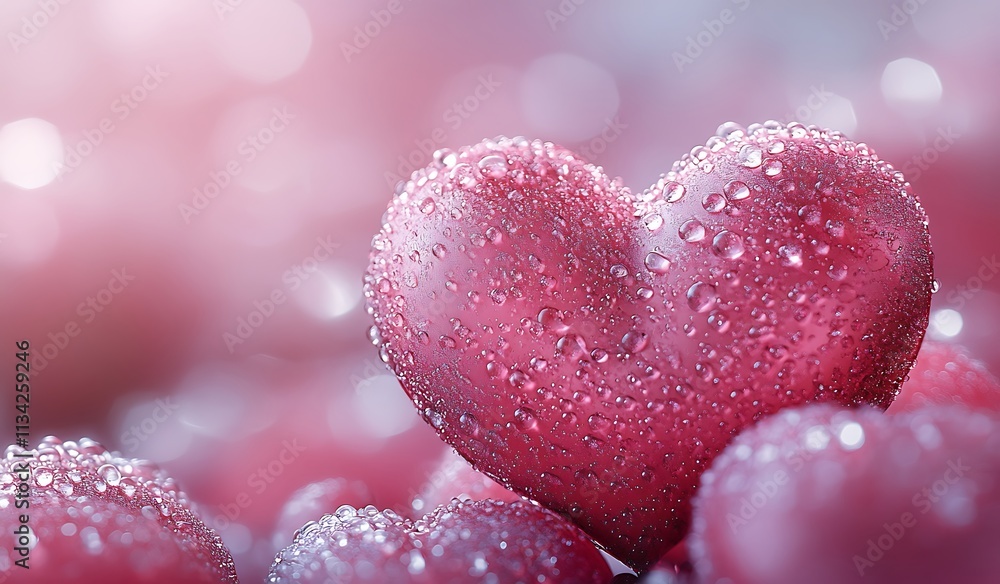 Obraz premium A Heart-Shaped Object with Water Droplets, Love Reflected in Every Drop