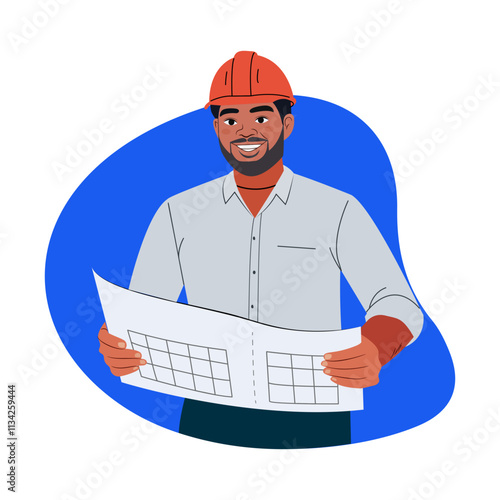 An architect holding a map, flat style illustration 

