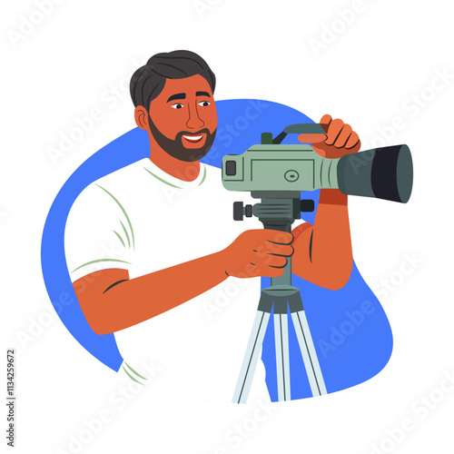 A flat illustration of a filmmaker 

