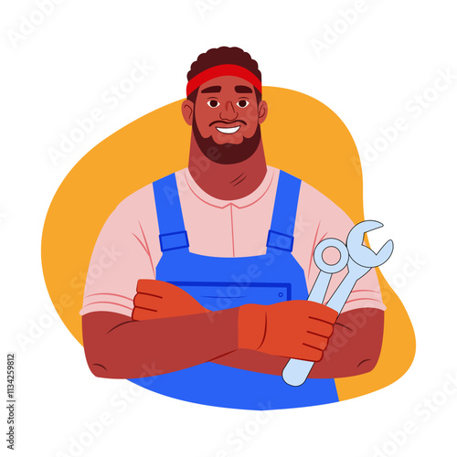 Mechanic illustration in a flat style 
